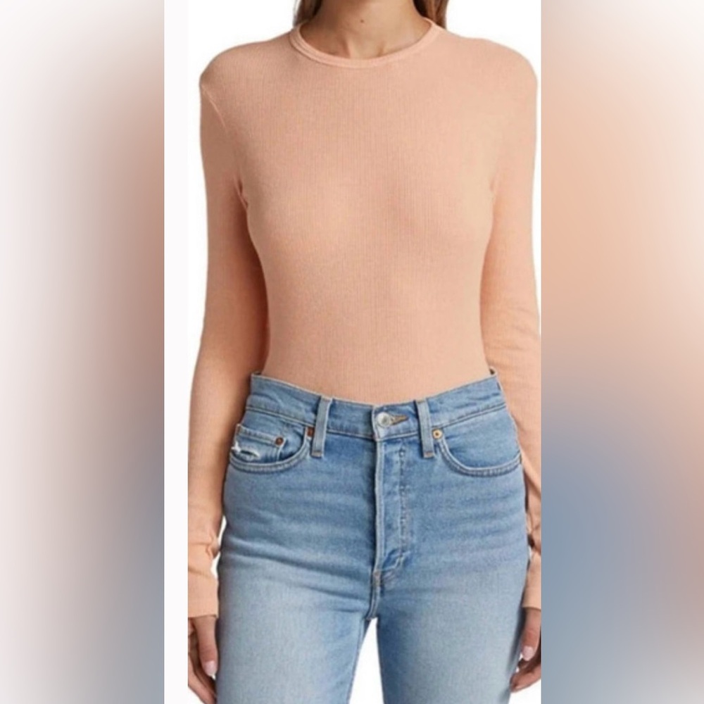 RE/DONE 60s‎ Slim Ribbed Long Sleeve Shirt In Sorbet
